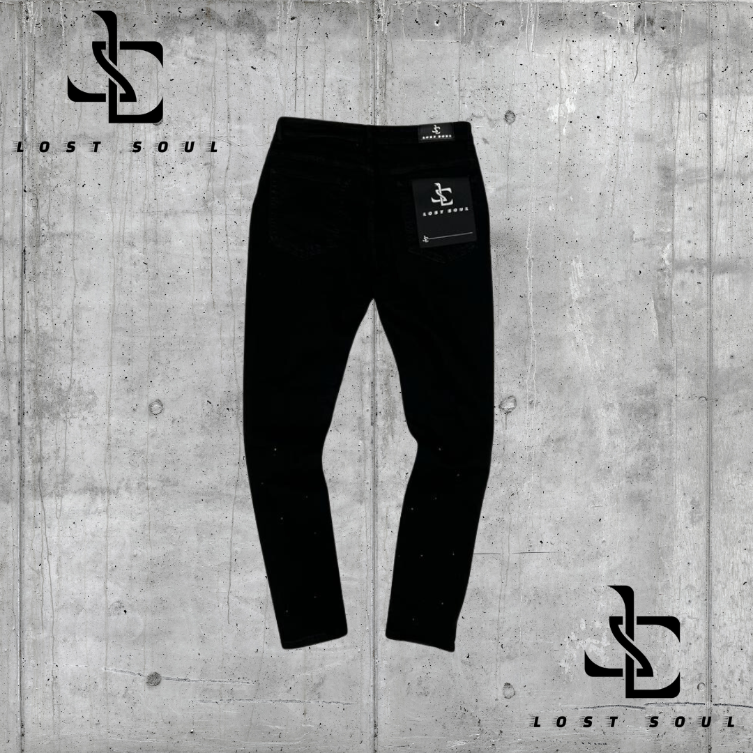 Lost Soul Paint Splattered Distressed Black/White Jeans